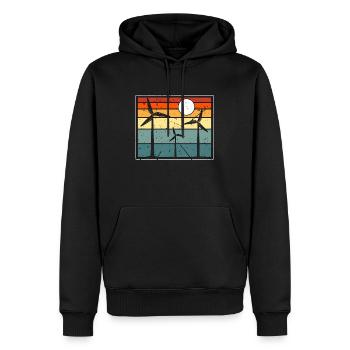 Éolienne Tech Moulin à vent Rétro Énergie renouvelable - Sweat à capuche Premium bio Homme - noir - Devant - Nico (187cm)