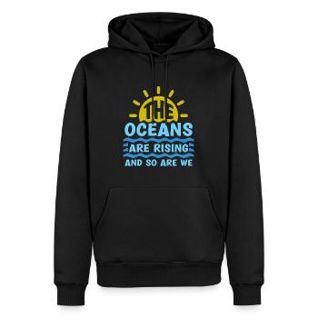 Changement climatique L’océan monte Sauvez la planète - Sweat à capuche Premium bio Homme - noir - Devant - Nico (187cm)