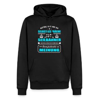 Seilbahn Seilbahner - kompetente Meinung - Männer Premium Bio Hoodie - Schwarz - Vorne - Nico (187cm)