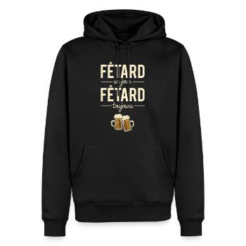 Fêtard Un Jour Fêtard Toujours Bière Alcool Apéro - Sweat à capuche Premium bio Homme - noir - Devant - Nico (187cm)