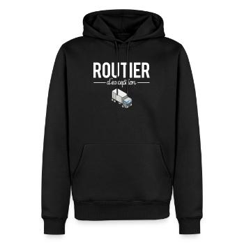Routier D'exception Chauffeur Camion Humour - Sweat à capuche Premium bio Homme - noir - Devant - Nico (187cm)