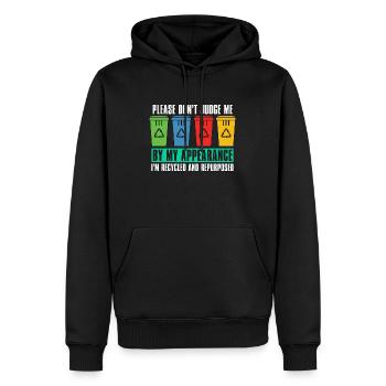 Recyclage S’il vous plaît ne me jugez pas Recycleur vert - Sweat à capuche Premium bio Homme - noir - Devant - Nico (187cm)