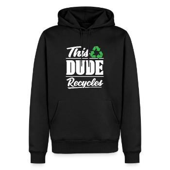 Recycling This Dude Recycles Eco Friendly Recycler - Men’s Premium Organic Hoodie - black - Front - Nico (187cm)