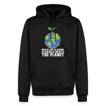 Global Warming Bold Of You To Assume Environmental - Men’s Premium Organic Hoodie - black - Front - Nico (187cm)