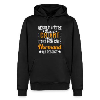 Désolé d'être Chiant c'est mon côté Normand - Sweat à capuche Premium bio Homme - noir - Devant - Nico (187cm)