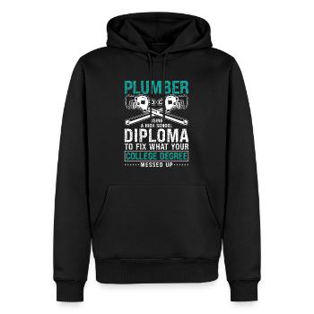 Plumber Using A High Tool Plumbing Pipe Plumbers - Männer Premium Bio Hoodie - Schwarz - Vorne - Nico (187cm)