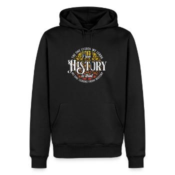 Historien La seule leçon que nous recherchons Historiens - Sweat à capuche Premium bio Homme - noir - Devant - Nico (187cm)
