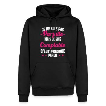 Pas parfaite mais je suis Comptable Humour Cadeau - Sweat à capuche Premium bio Homme - noir - Devant - Nico (187cm)