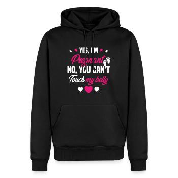 Je suis enceinte touchez pas mon ventre - Sweat à capuche Premium bio Homme - noir - Devant - Nico (187cm)