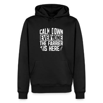 Farrier Calm Down Everyone Horseshoe Farriers - Männer Premium Bio Hoodie - Schwarz - Vorne - Nico (187cm)