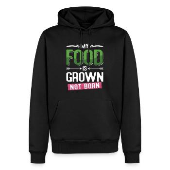 Chef végétalien Ma nourriture est cultivée Restaurant Chefs végétaliens - Sweat à capuche Premium bio Homme - noir - Devant - Nico (187cm)