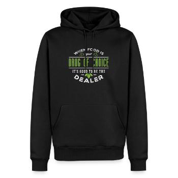 Chef végétalien Quand la nourriture est votre légume Chefs végétaliens - Sweat à capuche Premium bio Homme - noir - Devant - Nico (187cm)