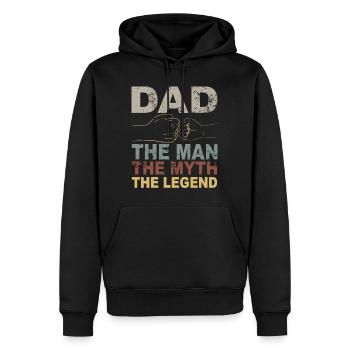 Tenue de papa rétro pour la fête des pères - Sweat à capuche Premium bio Homme - noir - Devant - Nico (187cm)