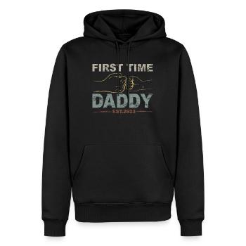 Tenue de papa rétro pour la fête des pères - Sweat à capuche Premium bio Homme - noir - Devant - Nico (187cm)