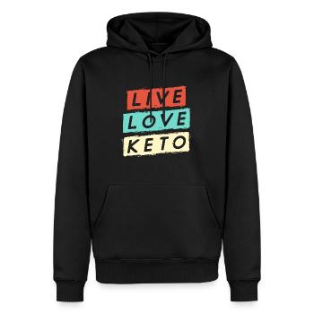 Ketogenic Diet Live Love Retro Ketosis Keto Lover - Männer Premium Bio Hoodie - Schwarz - Vorne - Nico (187cm)