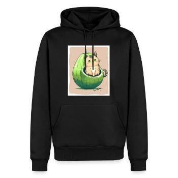 Katze Kätzchen Avocado Frucht Vegetarier Veganer - Männer Premium Bio Hoodie - Schwarz - Vorne - Nico (187cm)
