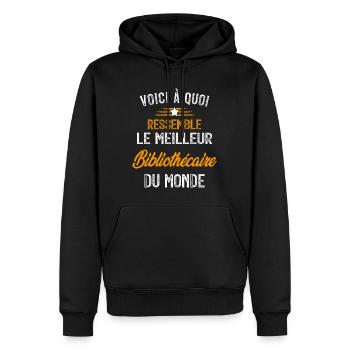 Voici à quoi ressemble le meilleur Bibliothécaire - Sweat à capuche Premium bio Homme - noir - Devant - Nico (187cm)