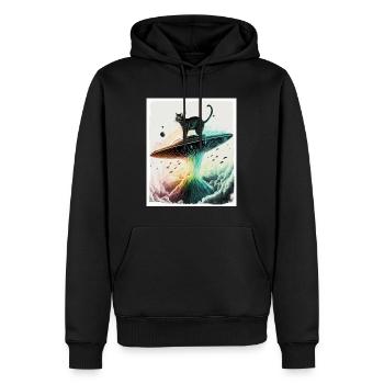 Katze Kätzchen Weltall Alien Planet Astronaut - Männer Premium Bio Hoodie - Schwarz - Vorne - Nico (187cm)