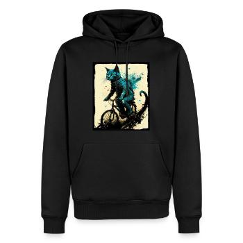 Cat Kitten Bike Bike Illustration abstraite - Sweat à capuche Premium bio Homme - noir - Devant - Nico (187cm)