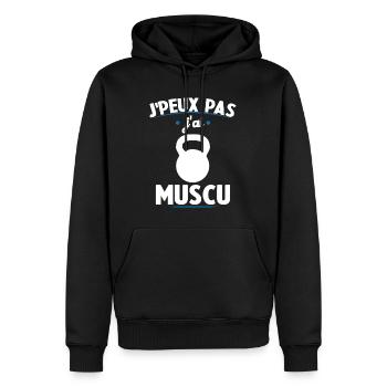 Je Peux Pas J'ai Muscu - Sweat à capuche Premium bio Homme - noir - Devant - Nico (187cm)
