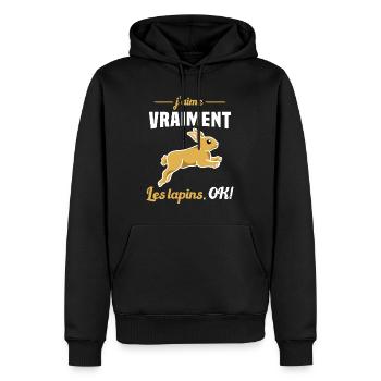 J'aime vraiment les Lapins OK - Sweat à capuche Premium bio Homme - noir - Devant - Nico (187cm)