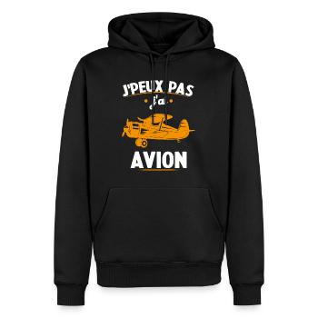 Je peux pas j'ai avion humour aviation Cadeau - Sweat à capuche Premium bio Homme - noir - Devant - Nico (187cm)