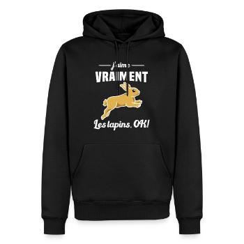 J'aime vraiment les Lapins OK - Sweat à capuche Premium bio Homme - noir - Devant - Nico (187cm)