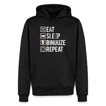 Eat Sleep Binouze Repeat Blague Bière Humour - Sweat à capuche Premium bio Homme - noir - Devant - Nico (187cm)