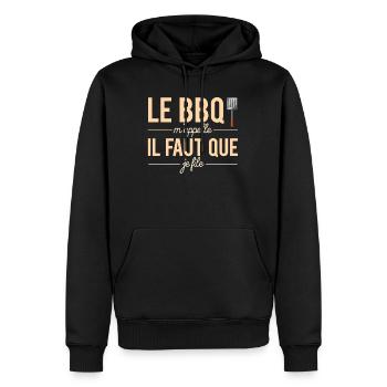Le Barbecue M'Appelle il Faut Que Je File Humour - Sweat à capuche Premium bio Homme - noir - Devant - Nico (187cm)
