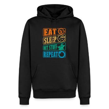 Forger Eat Sleep Hit Retro Goldsmith Blacksmiths - Sweat à capuche Premium bio Homme - noir - Devant - Nico (187cm)