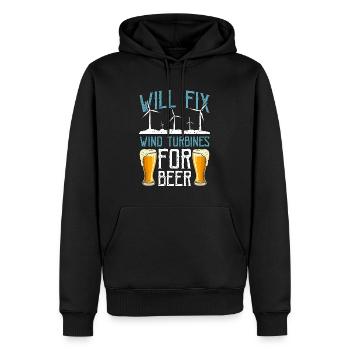 La technologie des éoliennes réparera les éoliennes - Sweat à capuche Premium bio Homme - noir - Devant - Nico (187cm)