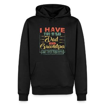 Grand-père grands-parents idée cadeau disant - Sweat à capuche Premium bio Homme - noir - Devant - Nico (187cm)