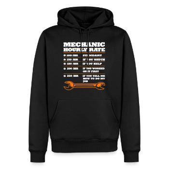 Idée cadeau de voiture mécanique - Sweat à capuche Premium bio Homme - noir - Devant - Nico (187cm)