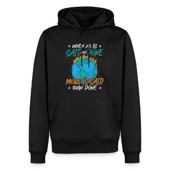 Le changement climatique quand tout est dit et fait Sensibilisation - Sweat à capuche Premium bio Homme - noir - Devant - Nico (187cm)