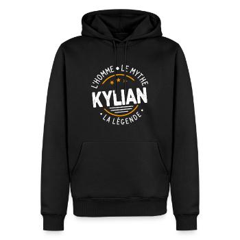 kylian L'Homme Le Mythe La Légende - Sweat à capuche Premium bio Homme - noir - Devant - Nico (187cm)