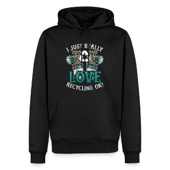 Recycling I Just Really Love Eco Friendly Recycler - Männer Premium Bio Hoodie - Schwarz - Vorne - Nico (187cm)