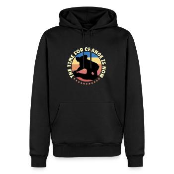 Réchauffement climatique Le temps du changement Rétro-activisme - Sweat à capuche Premium bio Homme - noir - Devant - Nico (187cm)