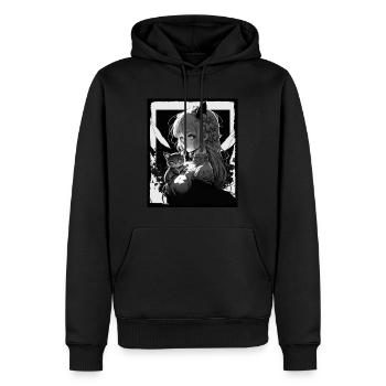 Anime Girl Katze Kätzchen Manga Ink Blume Neon - Männer Premium Bio Hoodie - Schwarz - Vorne - Nico (187cm)