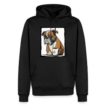 Dog Bulldog Coffee Cup Morning Grouch Cocoa Pug - Men’s Premium Organic Hoodie - black - Front - Nico (187cm)