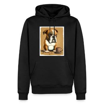 Dog Bulldog Coffee Cup Morning Grouch Cocoa Pug - Men’s Premium Organic Hoodie - black - Front - Nico (187cm)
