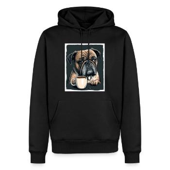 Dog Bulldog Coffee Cup Morning Grouch Cocoa Pug - Men’s Premium Organic Hoodie - black - Front - Nico (187cm)