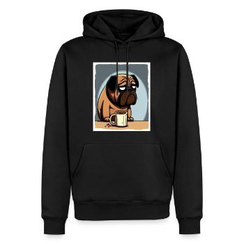 Dog Bulldog Coffee Cup Morning Grouch Cocoa Pug - Men’s Premium Organic Hoodie - black - Front - Nico (187cm)