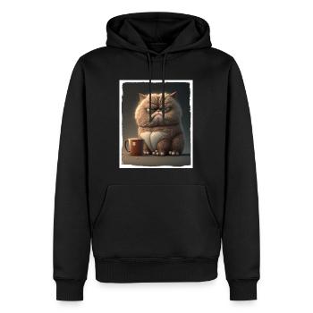 Katze Kätzchen Kaffee Tasse Morgenmuffel Kakao - Männer Premium Bio Hoodie - Schwarz - Vorne - Nico (187cm)