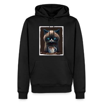 Katze Kätzchen Kaffee Tasse Morgenmuffel Kakao - Männer Premium Bio Hoodie - Schwarz - Vorne - Nico (187cm)