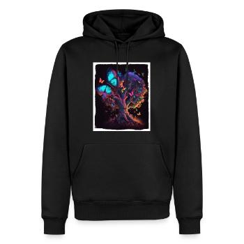 Tree Butterflies Abstract Nature Forest Grunge - Men’s Premium Organic Hoodie - black - Front - Nico (187cm)