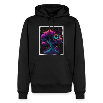 Tree Butterflies Abstract Nature Forest Grunge - Men’s Premium Organic Hoodie - black - Front - Nico (187cm)