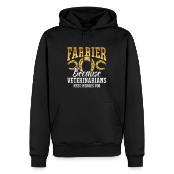 maréchal-ferrant parce que vétérinaires métallurgistes maréchal-ferrants - Sweat à capuche Premium bio Homme - noir - Devant - Nico (187cm)
