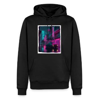 Vaporwave Aestethic Retro Japon Neon Emo Anime - Sweat à capuche Premium bio Homme - noir - Devant - Nico (187cm)