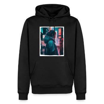 Vaporwave Aestethic Retro Japon Neon Emo Anime - Sweat à capuche Premium bio Homme - noir - Devant - Nico (187cm)
