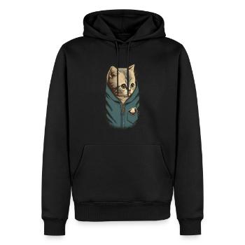 Cute Grey Cat Kitten Jeans Jacket Bag - Men’s Premium Organic Hoodie - black - Front - Nico (187cm)
